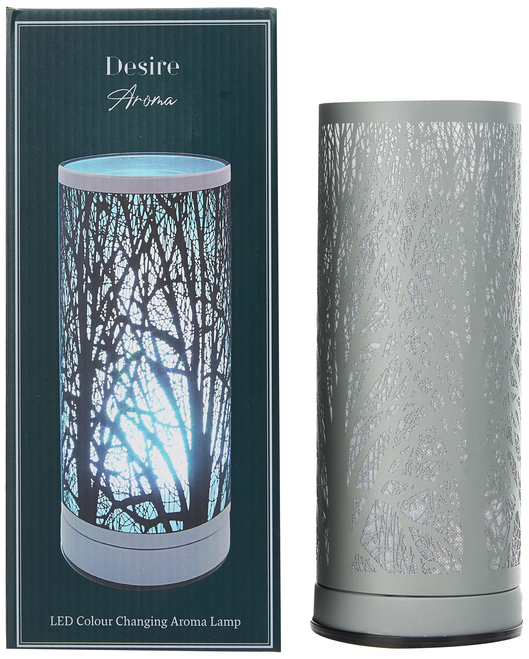 lesser and pavey LP46141 Desire LED Aroma Lamp | Cylindrical Tree Of Life design | 1 Piece | Grey | 11 cm x 11 cm x 26 cm