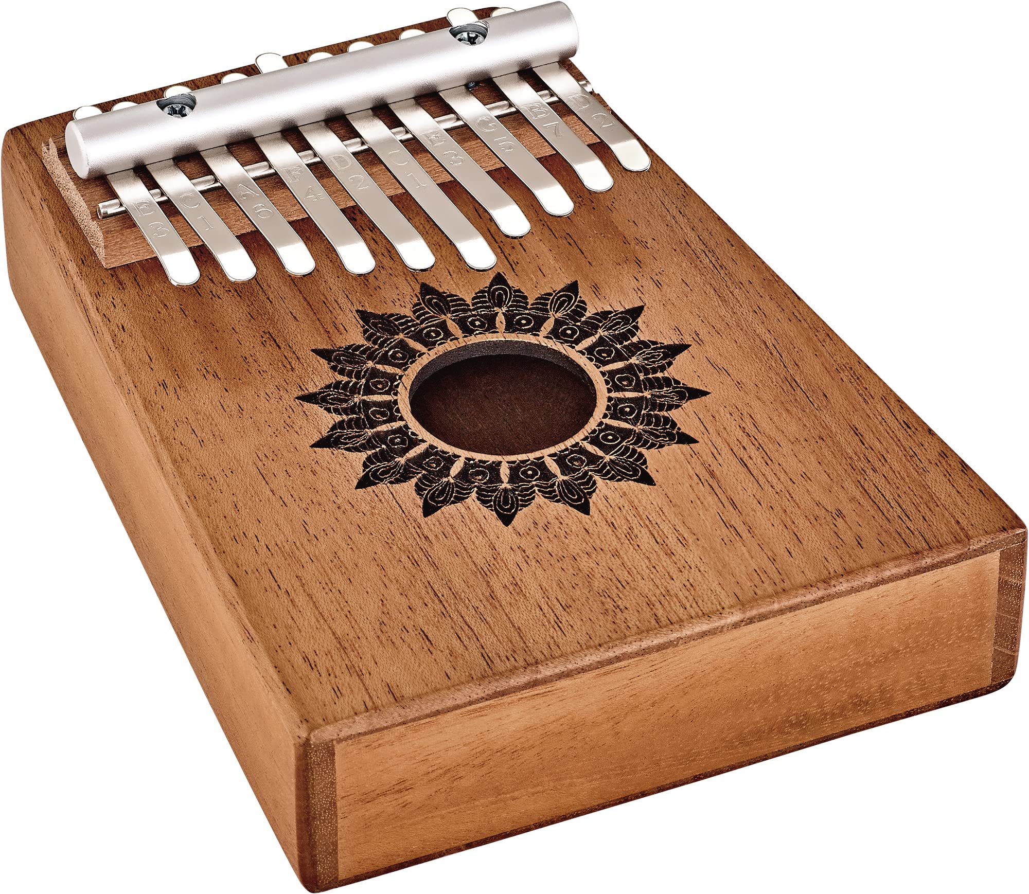Sonic Energy Sound Hole Kalimba – 10 notes in C Major – For Meditation, Yoga, Percussion – Mahogany Wood – Including Accessories (KL1008H)