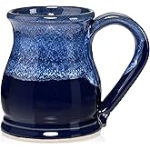 Uncommon Clay 16oz Potbelly Coffee Mug Handmade in the USA (Sapphire Blue/White)