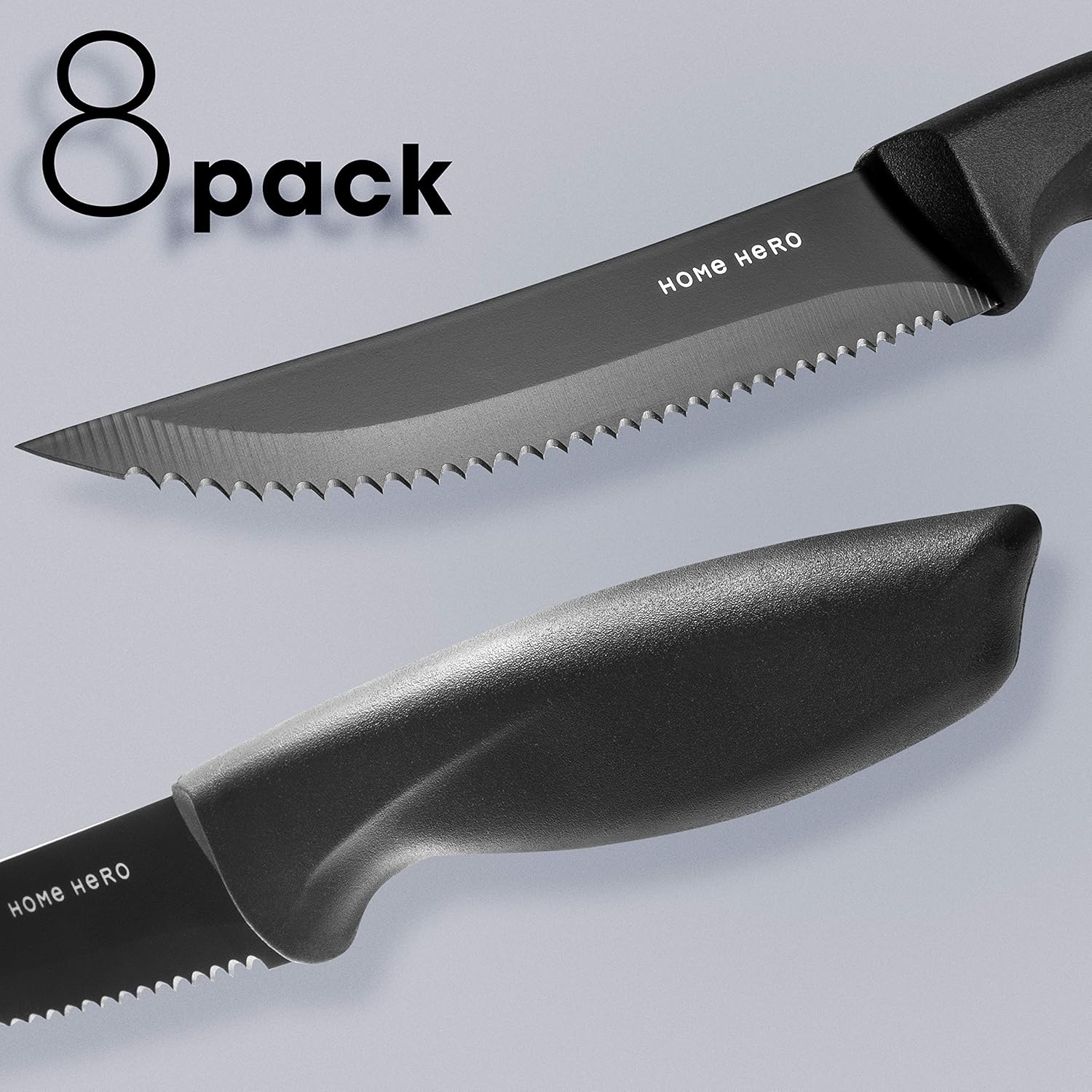 Home Hero Steak Knives Set of 8 - Steak Knife Set - Serrated Steak Knives Dishwasher Safe Steak Knives - Steak Knifes Set of 8 - Stainless Steak Knives Serrated - Dinner Knives: Kitchen & Dining