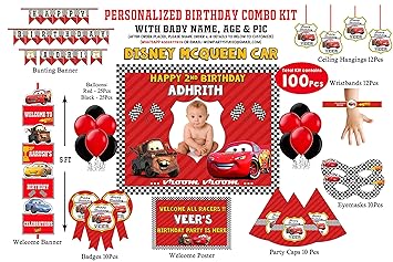 Personalized Disney Mcqueen Car Theme Birthday Party Supplies With