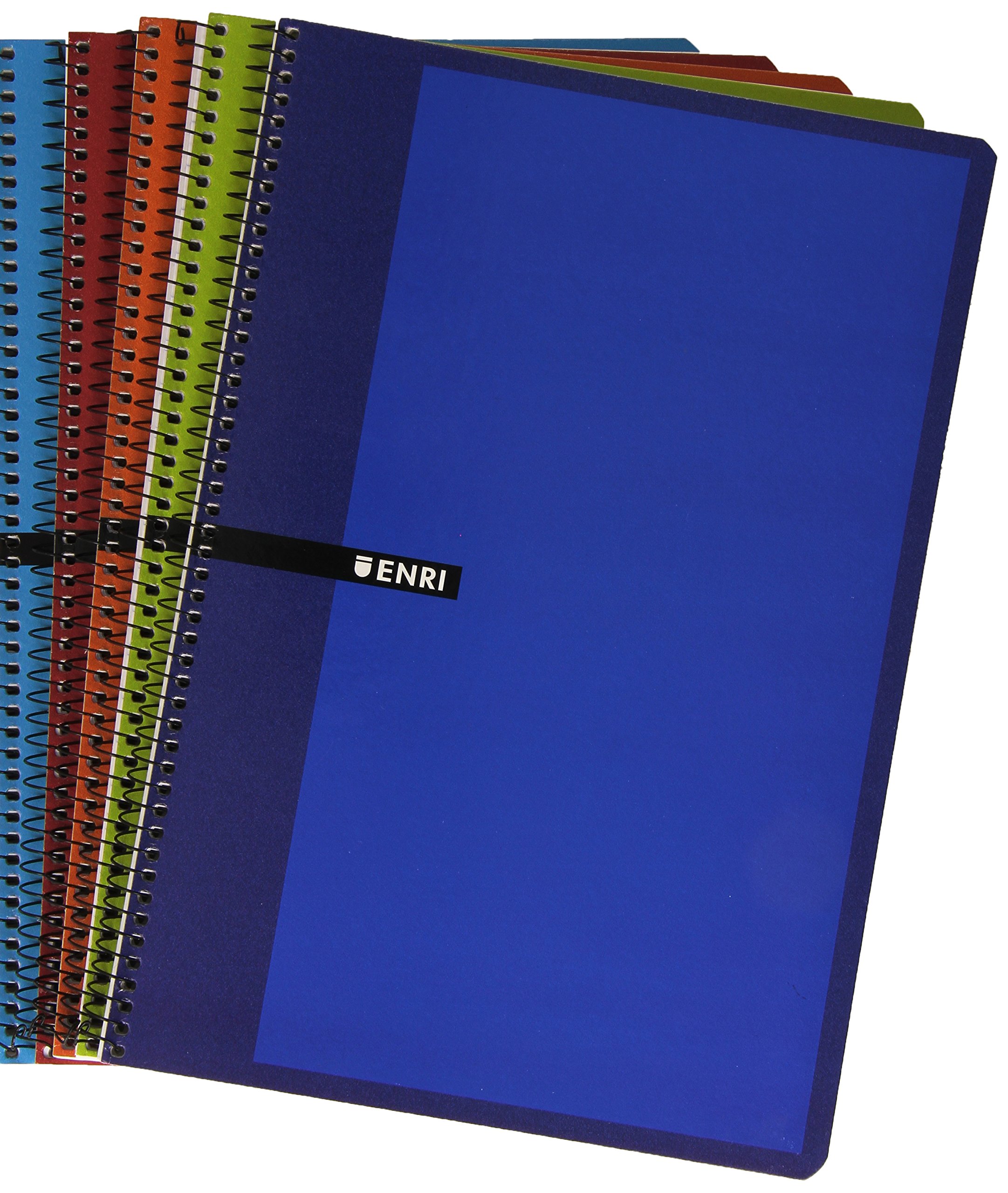 Enri 101085304 Pack of 5 Spiral Bound Notebooks with 3mm Ruled Paper and Hard Cover, in Assorted Colours