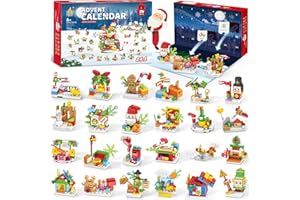 WISDOM CASTLE Santa’s Workshop Advent Calendar 2025 Building Set for Kids – 24-in-1 Christmas Holiday Countdown Gift with 24 Days of Surprise Figures, Party Favors Building Block for Boys & Girls Ages 6+
