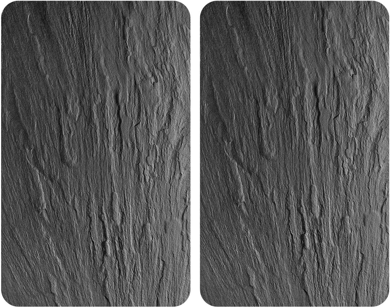 WENKO XL-Herdabdeckplatte Universal Schiefer - 2er Set, Kochplattenabdeckung und Glas-Schneidebrett für alle Herdarten, Gehärtetes Glas, 40 x 1.8-4.5 x 52 cm, Mehrfarbig