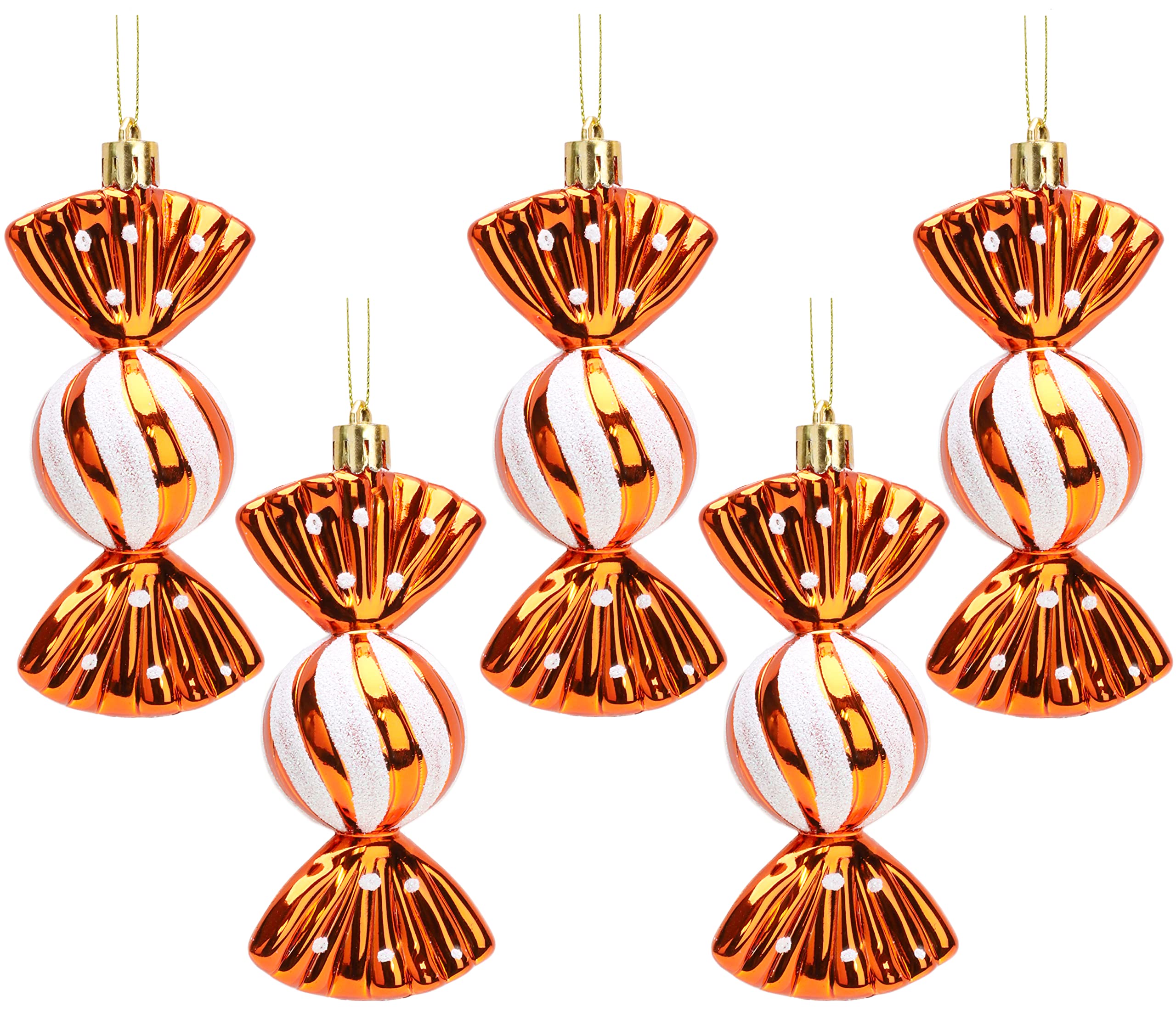 Christmas Concepts® Pack of 5-110mm Large Sweet Shaped Baubles - Shiny & Glitter Decorated - Christmas Baubles (Copper)