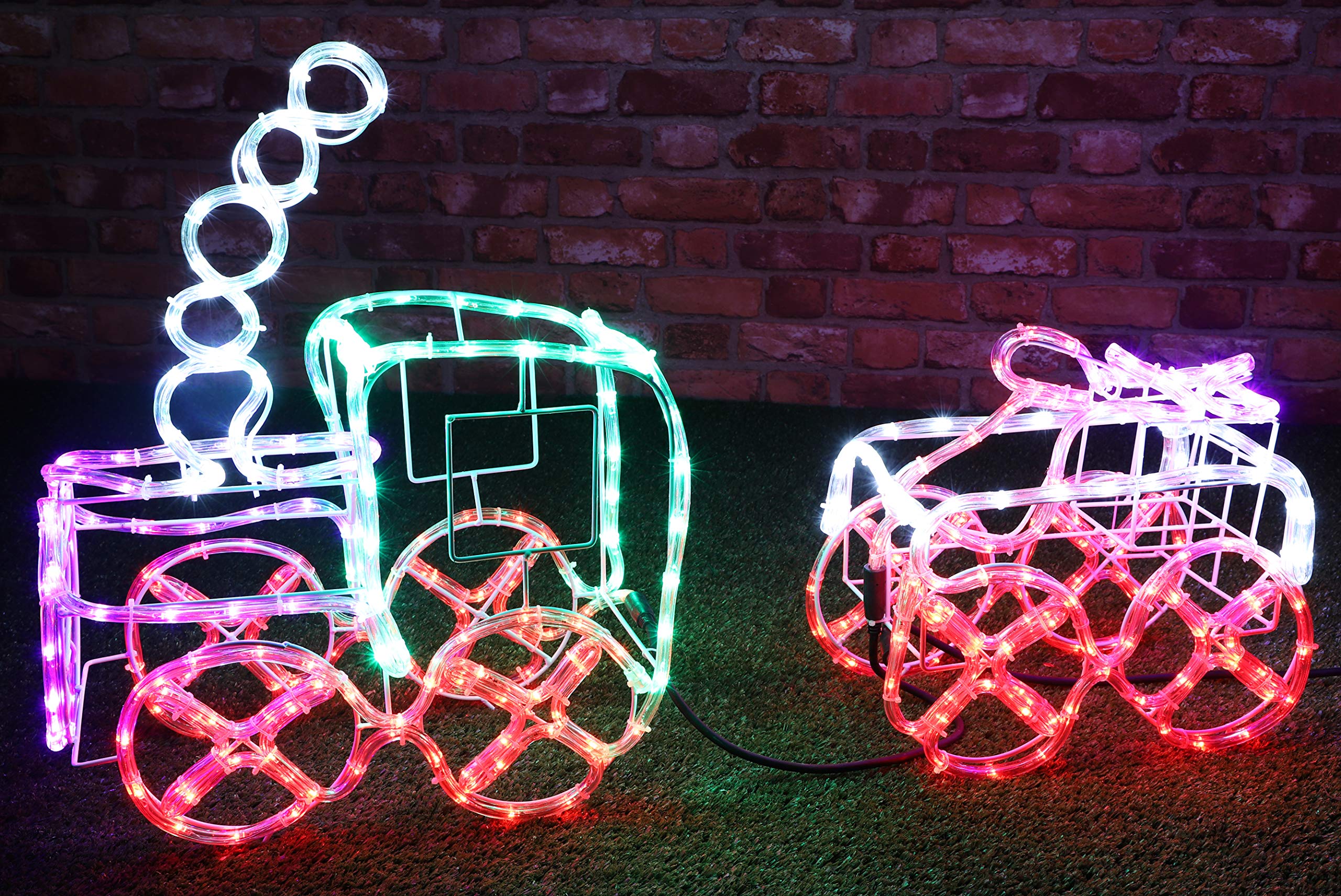 Christmas Concepts® 100cm Multi Coloured 3D LED Static Rope Light Train & Carriage - Indoor/Outdoor Christmas Decorations