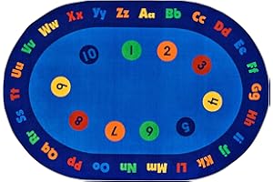 Carpets for Kids KID$Value Plus 72.98 Circletime Early Learning Classroom Rug 6ft x 9ft Oval Blue