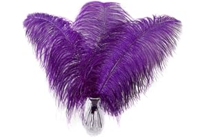 Larryhot Purple Large Ostrich Feathers - 10pcs 16-18 inch Natural Feathers for Vase and Wedding Party,Christmas Decor(Purple)