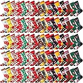 Meanplan 80 Pairs Christmas Socks Bulk Warm Holiday Unisex Socks Novelty Christmas Colorful Funny Xmas Gift