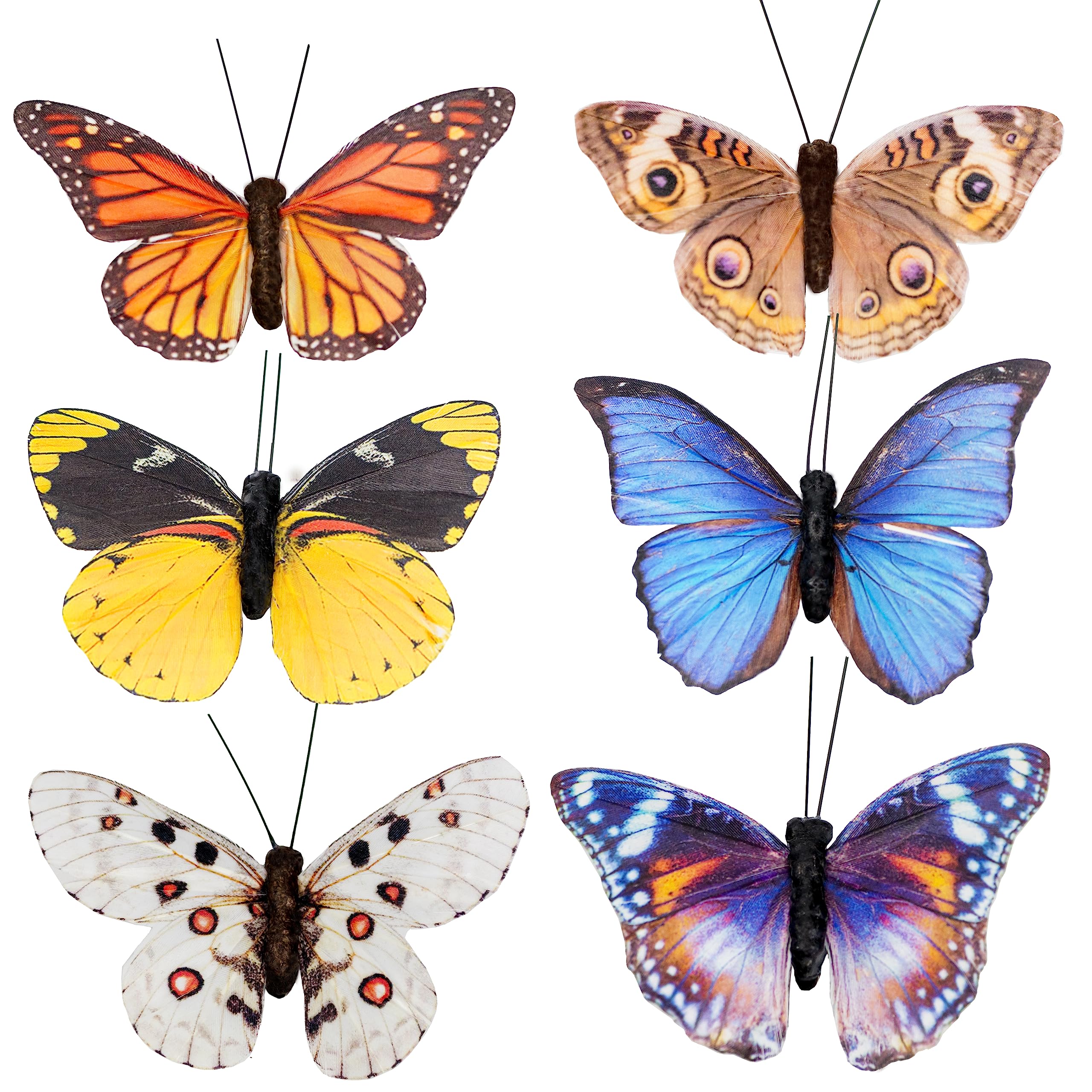 YCHTEWY-Feather Fake Butterfly for Craft Decoration Set of 12 pcs Wedding Home Flower Pot Christmas Party Spring Home Decor Floral,3.5in 9cm
