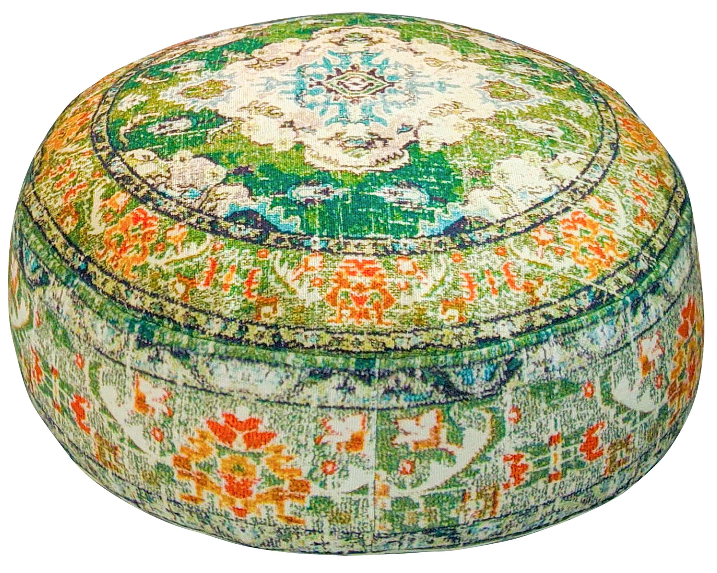 Mandala Life ART Boho Pouf Ottoman Cover - Round Floow Pillow Cushion - 24x8
