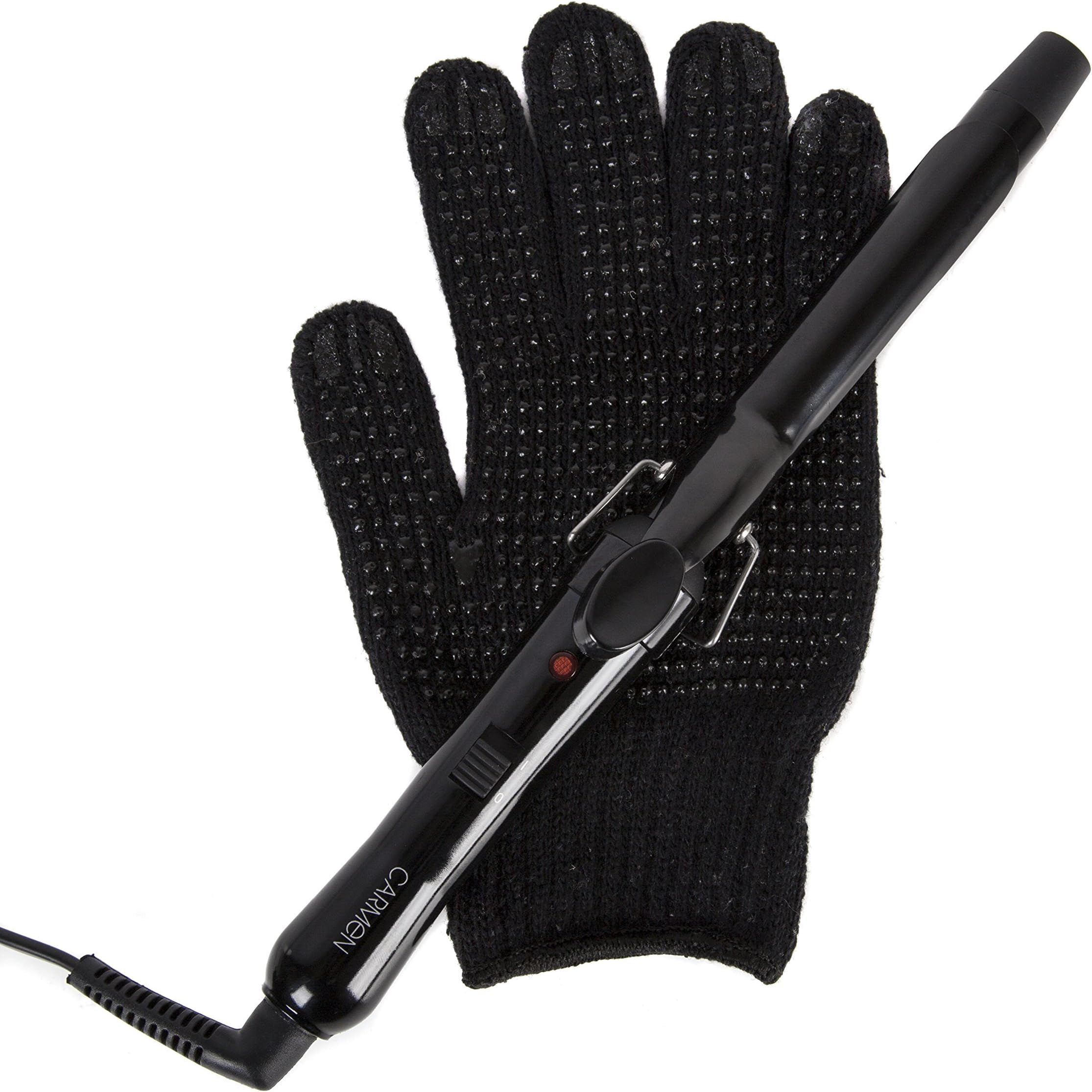 Carmen Professional Frizz-Free Curling Tong with Keratin Protech Technology, 180 Degree, 25 W, 19 mm - Black