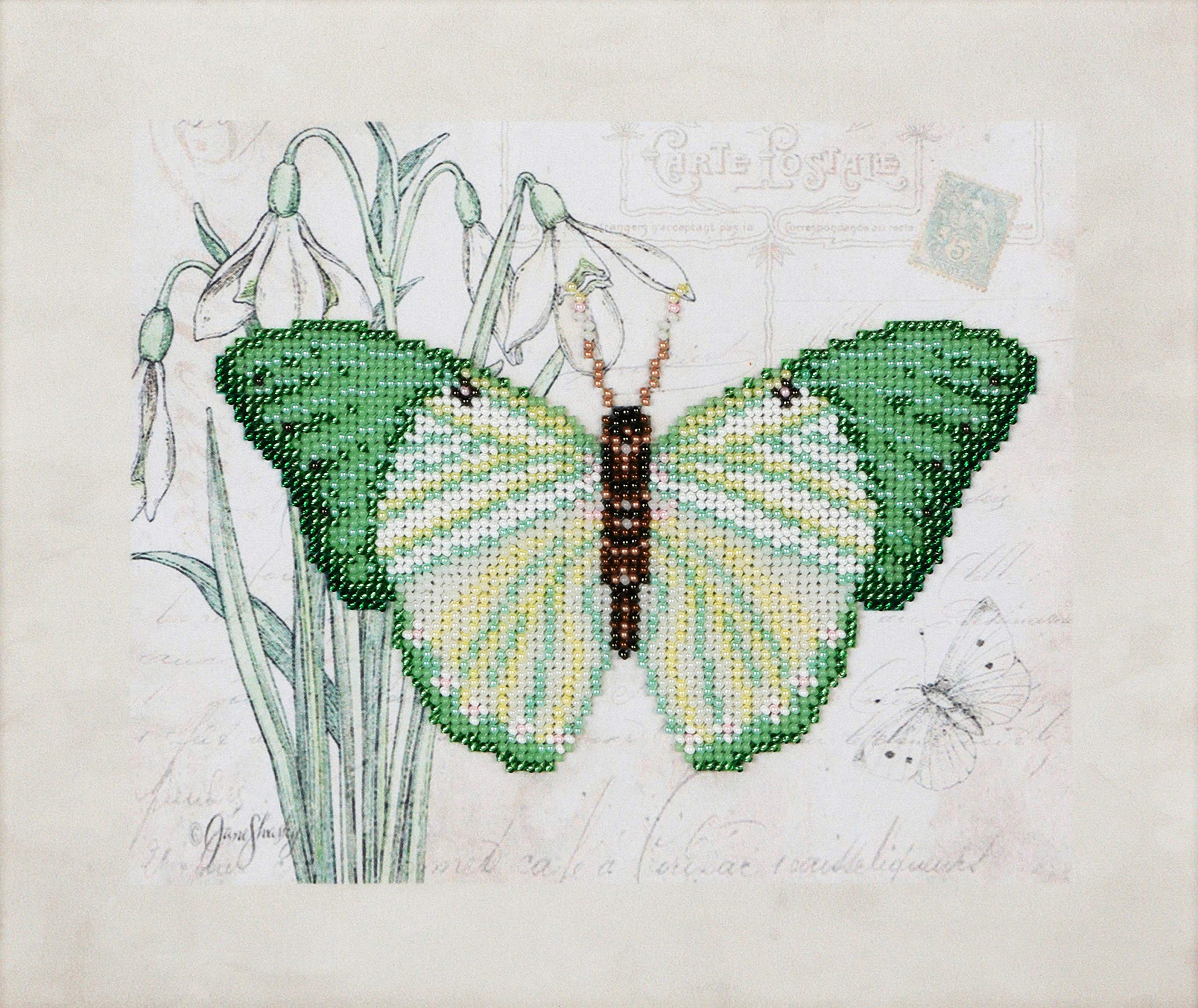 ''Butterfly" Beads Embroidery Kit; Contemporary Embroidery; Gift idea; Needlepoint Design; Decor; Seed Beads Preciosa;