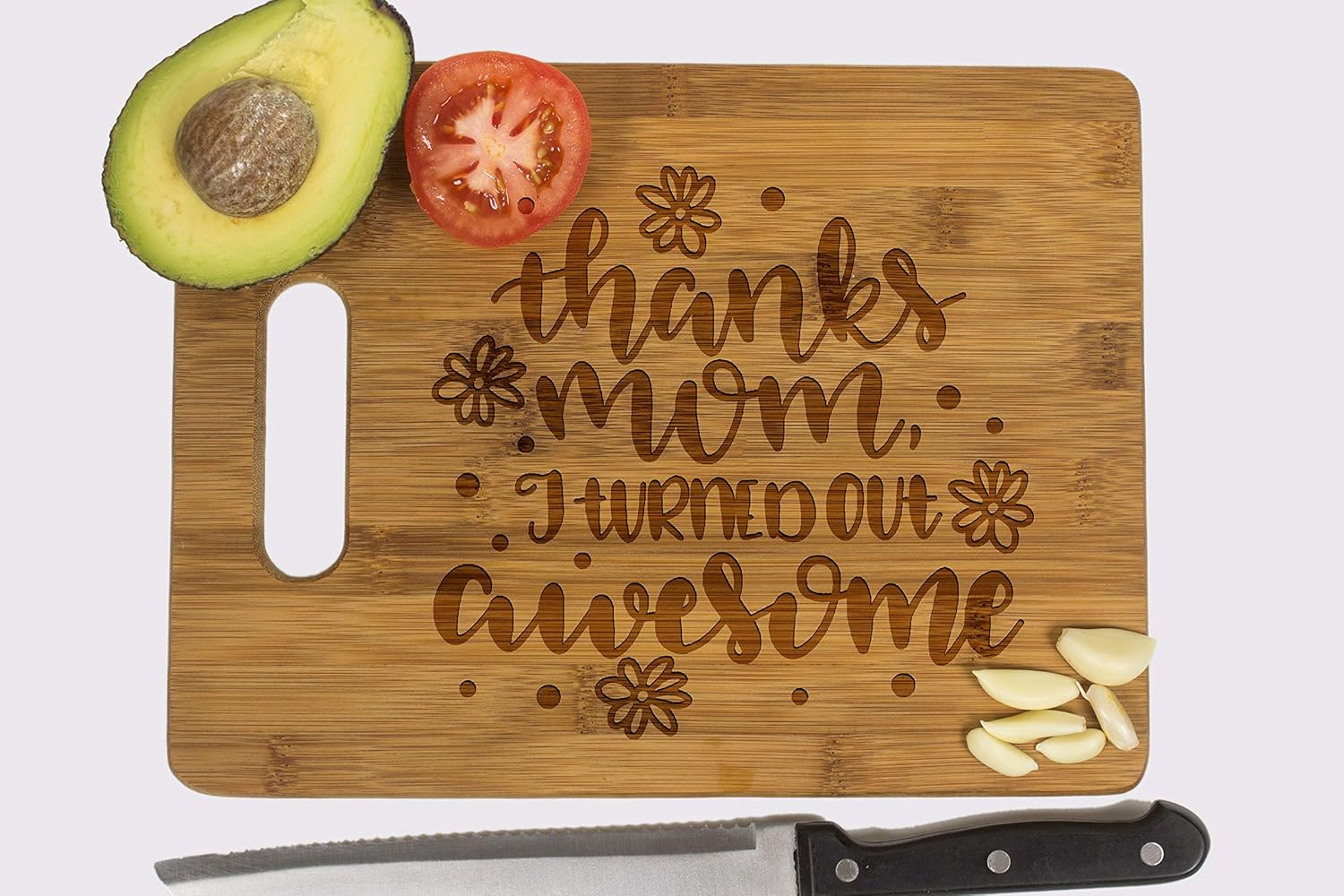 Custom Engraved Cutting Board, Best Mom Ever, Personalized Bamboo Wood
