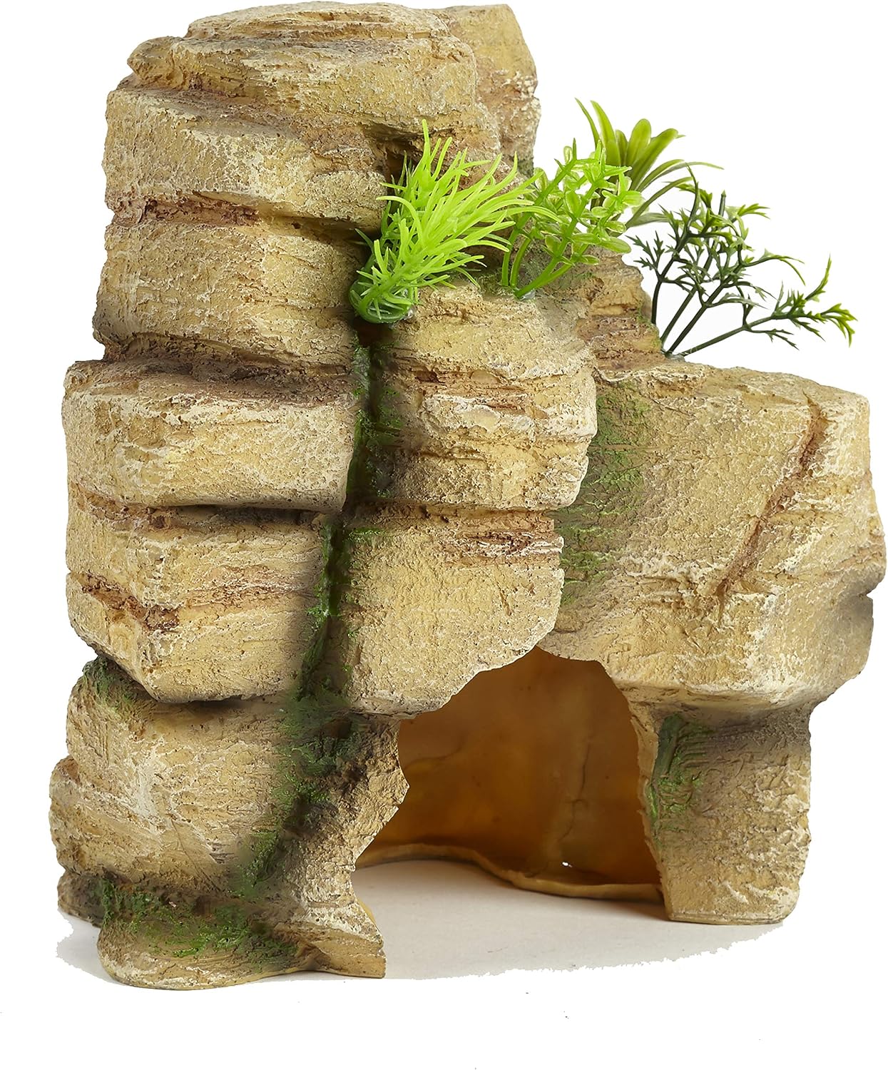 Pet Ting Rock With Plants Large Ornament Lizards Cave Hide Out House Climb 21cm, Multicolor - Image 4