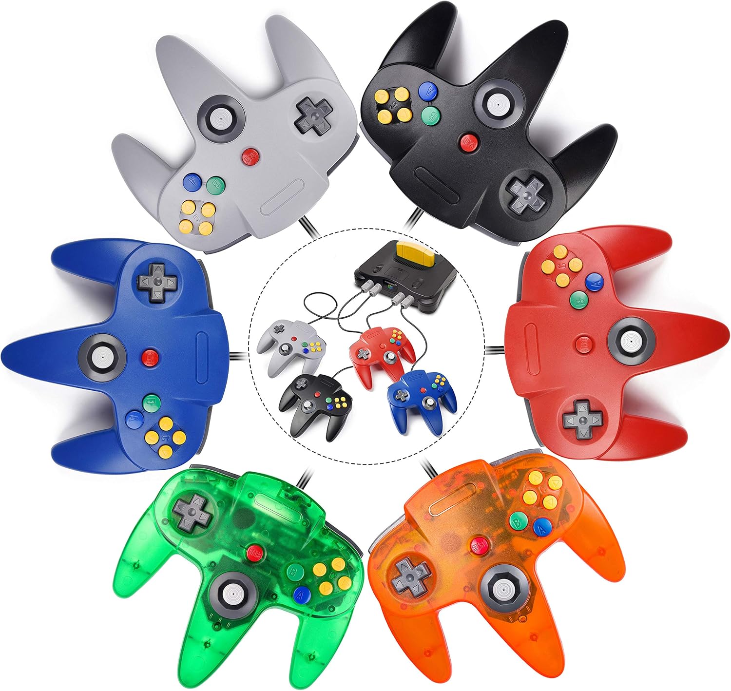 2 Pack N64 Controller, iNNEXT Classic Wired N64 64-bit Gamepad Joystick for Ultra 64 Video Game Console (Red/Grey): Computers & Accessories