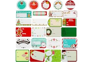 XGUNION 432 Pieces Christmas Sticker Labels, Self Adhesive Christmas Gift Tags for Gift Boxes Envelopes, Santa Snowmen Xmas Tree Reindeer Holiday Decorative Presents Name Labels