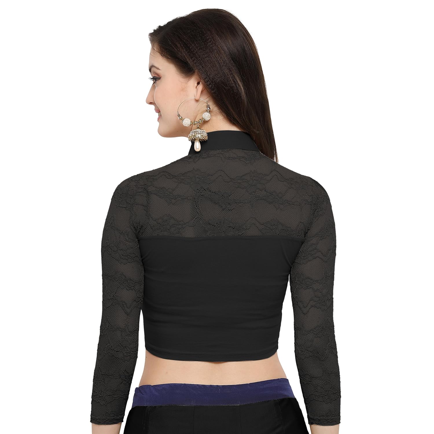 janasya women's cotton lycra stretchable readymade blouse (bl029-78black)