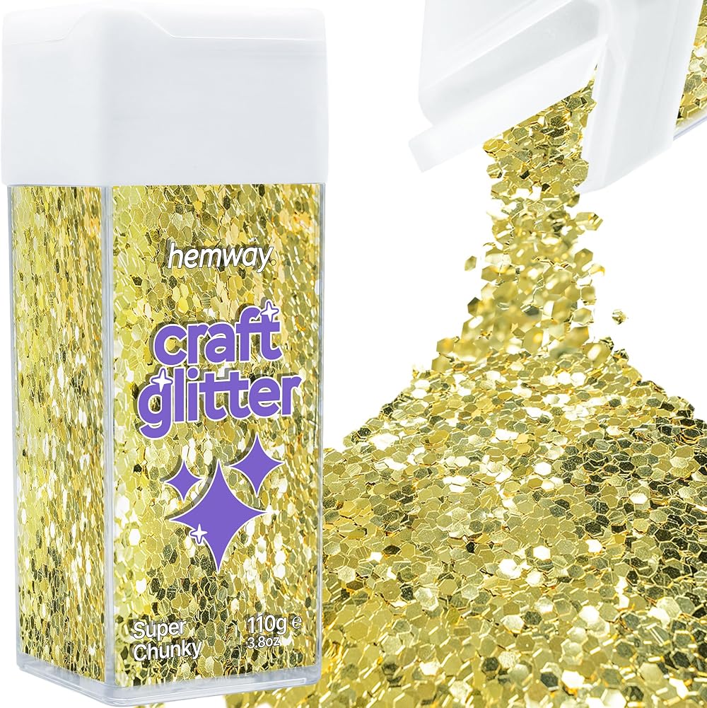 Hemway Glitter Shaker Sand Gold 110g Super Chunky Craft Glitter for Resin