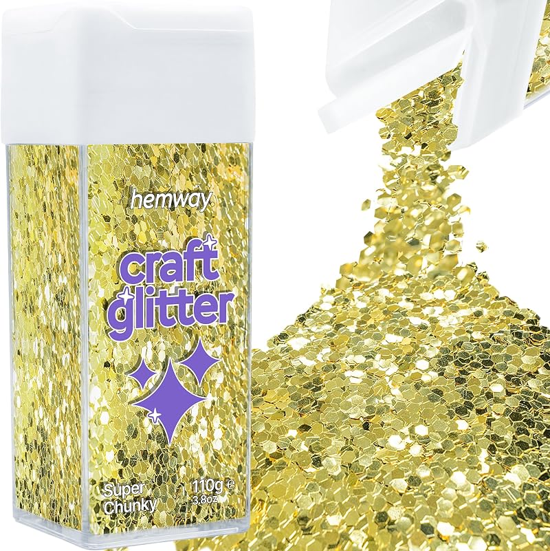 Hemway Glitter Shaker Sand Gold 110g Super Chunky Craft Glitter for Resin