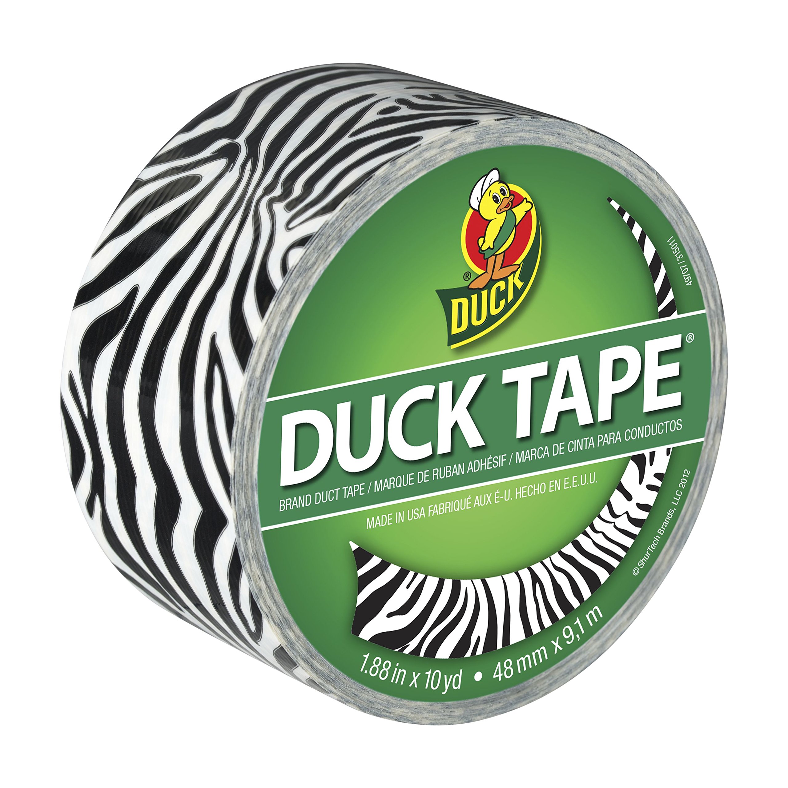 Duck Brand 280110 Printed Duct Tape, Zig-Zag Zebra, 1.88 Inches x 10 Yards, Single Roll