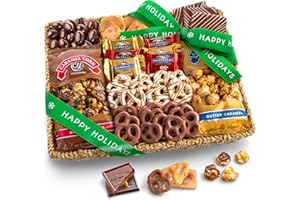 A Gift Inside Happy Holidays Chocolate Caramel and Crunch Grand Gift Basket