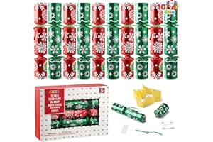 JOYIN 10 Pack Christmas Non-Snap Party Favor, Red & Green Snowflake Table Favor Includes Party Hat, Jokes & Gifts, Christmas Table Decorations for Holiday Dinner Traditions Party Supplies