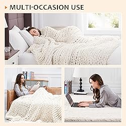 L'AGRATY Chunky Knit Blanket - Soft Chunky Throw