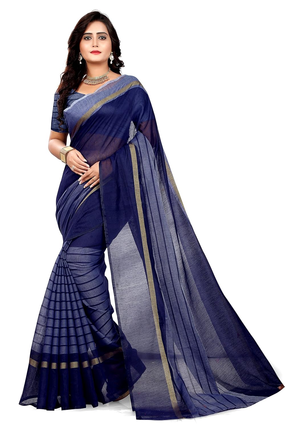 navya fashion women's poly cotton sarees (nav400_multi-coloured_free size)