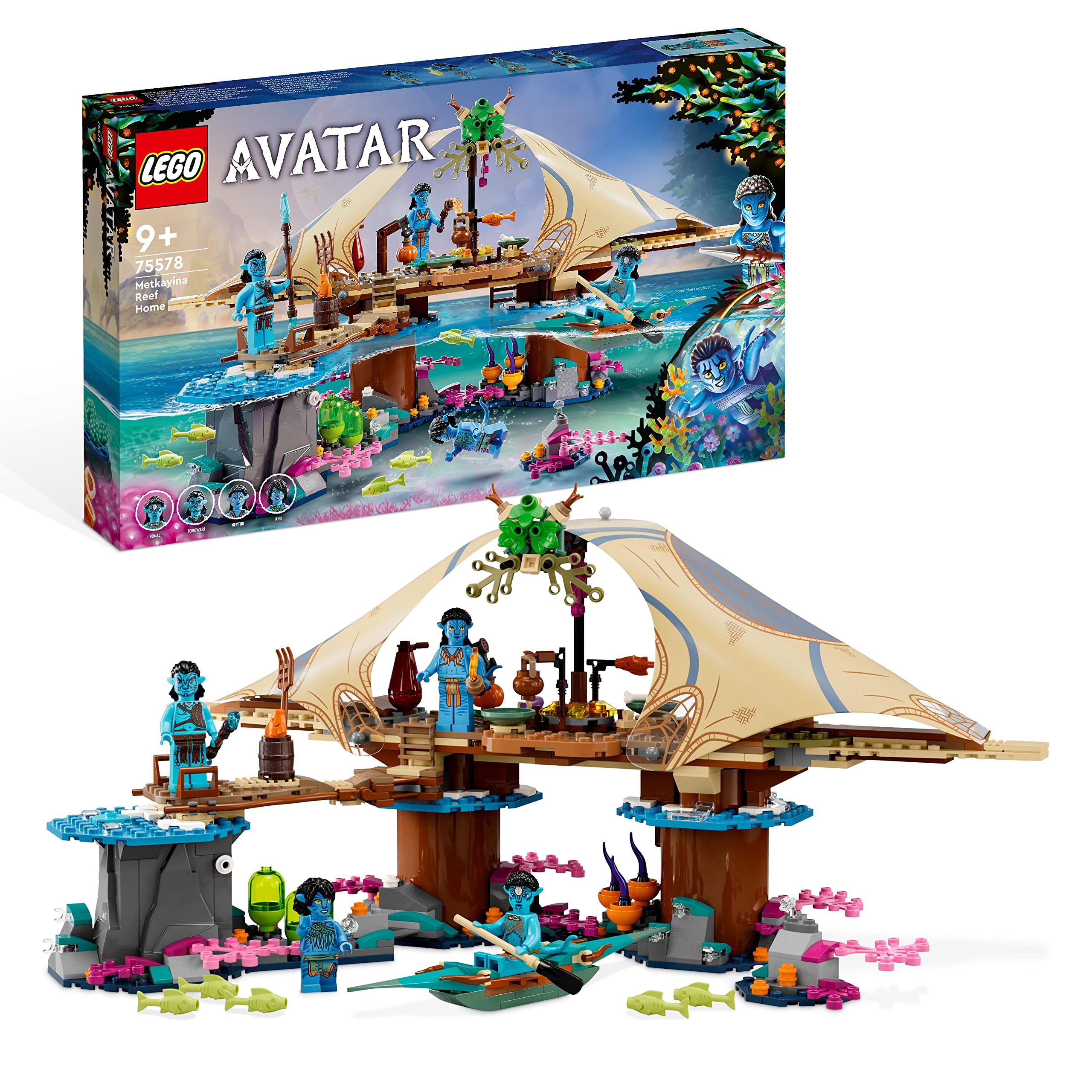 LEGO 75578 Avatar Metkayina Reef Home, Building Toy with Village, Canoe, Pandora Scenes, Neytiri and Tonowari Minifigures, The Way of Water Movie Set