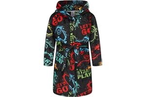 BTPEIHTD Boys' Hooded Bathrobe Kids Plush Fuzzy Fleece Robe Teen boy Soft Spa Robe Girls Sleepwear pajamas Toddler Nightgown