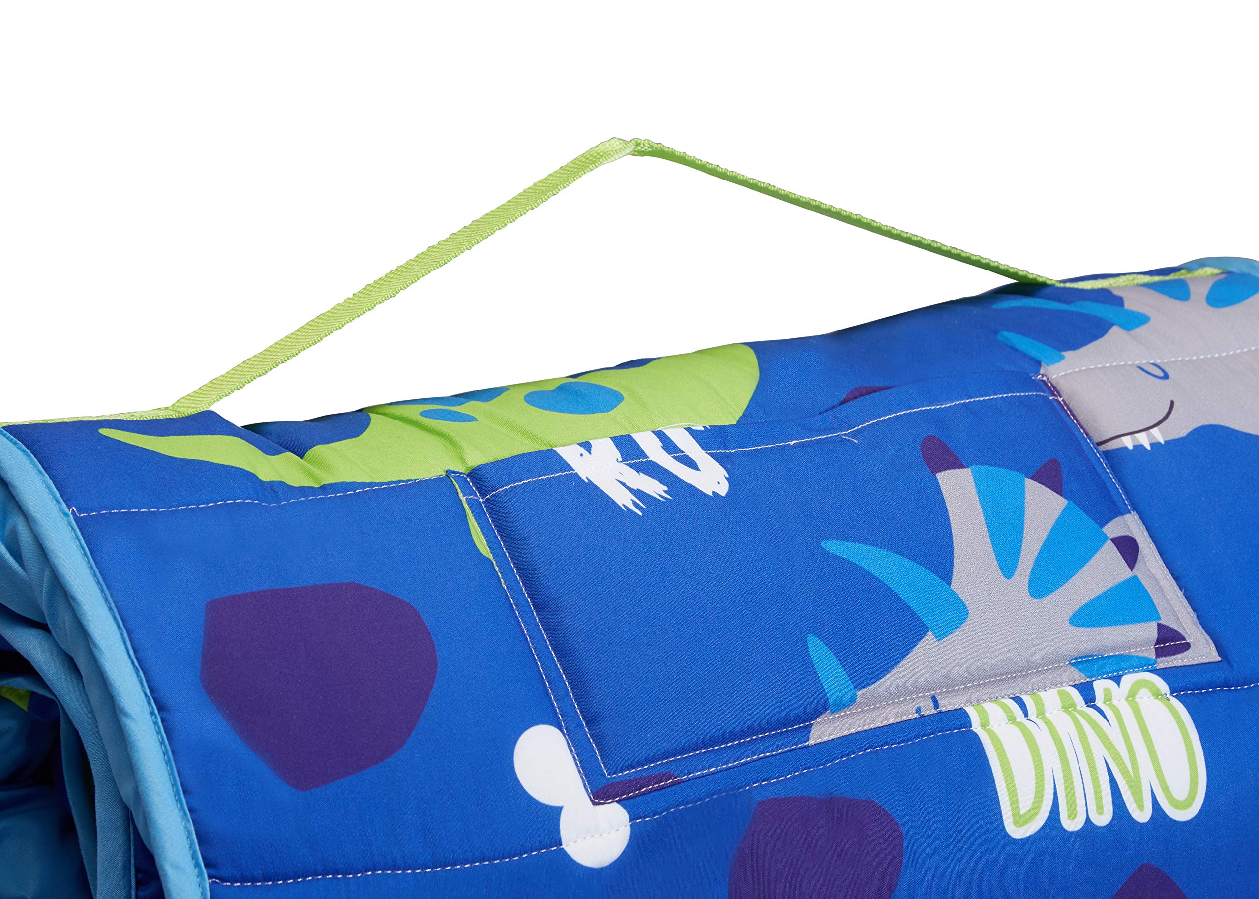 EVERYDAY KIDS Nap Mat with Removable Pillow - Roarin' Dinos - Carry Handle with Straps Closure, Rollup Design, Soft Microfiber for Preschool, Daycare, Travel Sleeping Bag - Ages 3-6 Years
