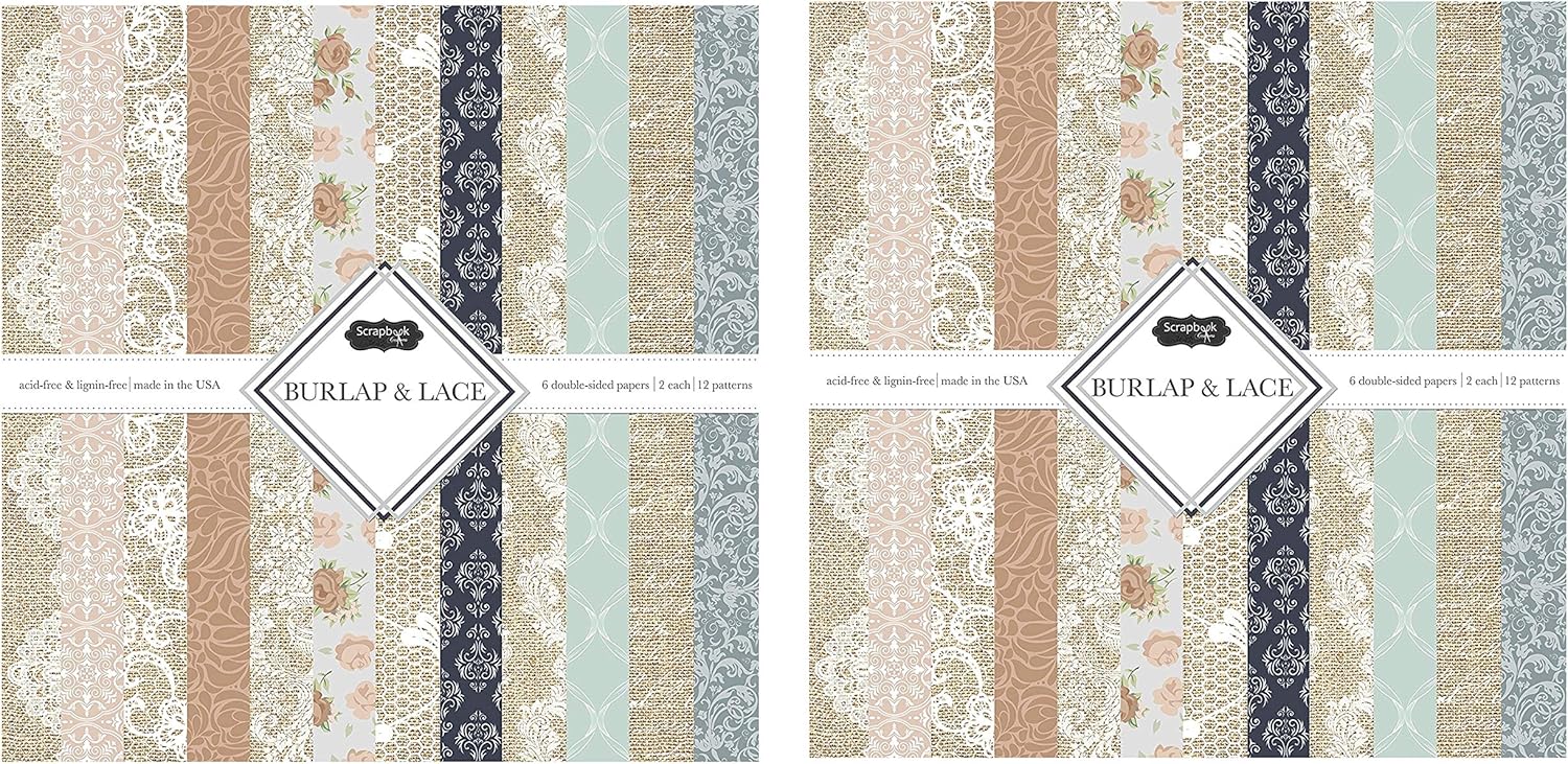 Scrapbook Customs Themed Paper Scrapbook Kit, Burlap & Lace: Arts, Crafts & Sewing