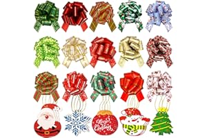 U-ZOMIR 30Pcs Christmas Bows & Glitter Christmas Gift Tags with String, Large Gift Bows Ribbon Pull Bows for Gift Wrapping, Present Bows for Xmas Gifts Birthday Holiday Decorations