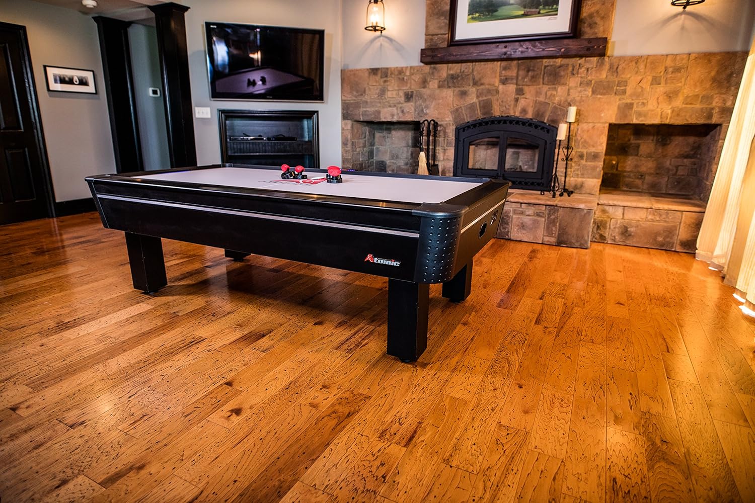 Atomic 8’ Air Hockey Table with High-powered Blower with Advanced Air-flow System, LED Scoreboard, Goal Lights and Puck Return and Super-slick Playfield to Resist Scuffing : Air Hockey Equipment : Sports & Outdoors