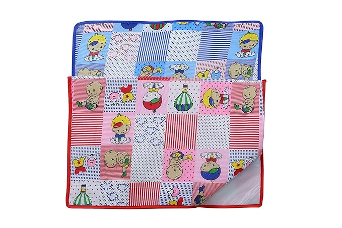 Dazzle Baby Diaper Changing Waterproof Cotton Mat with One Side Plastic for Born Baby (XS)