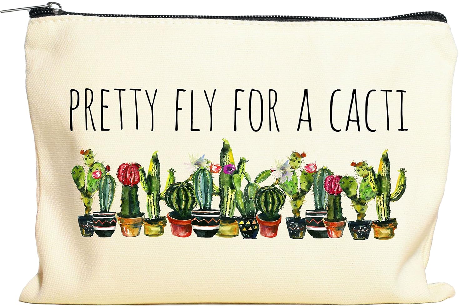 Pretty Fly For A Cacti Makeup Bag, Cactus Gift For Women, Cactus Gift, Succulent Plant Gift, Canvas Bag
