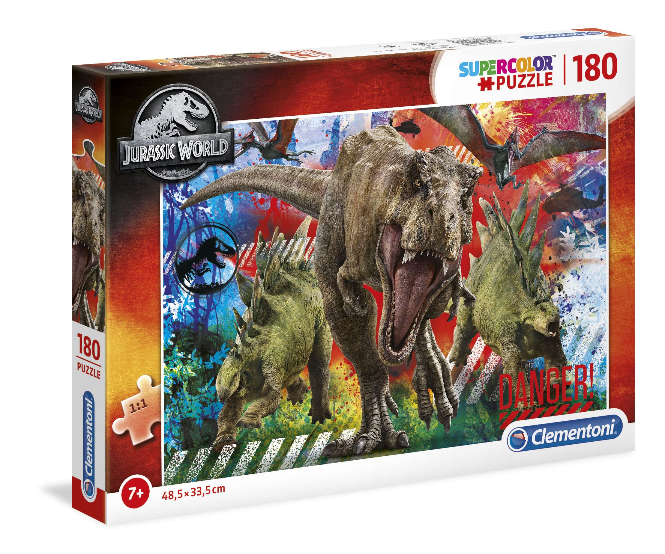 Clementoni 29106, Jurassic World Supercolor Puzzle for Children - 180 Pieces, Ages 7 years Plus, Multicoloured