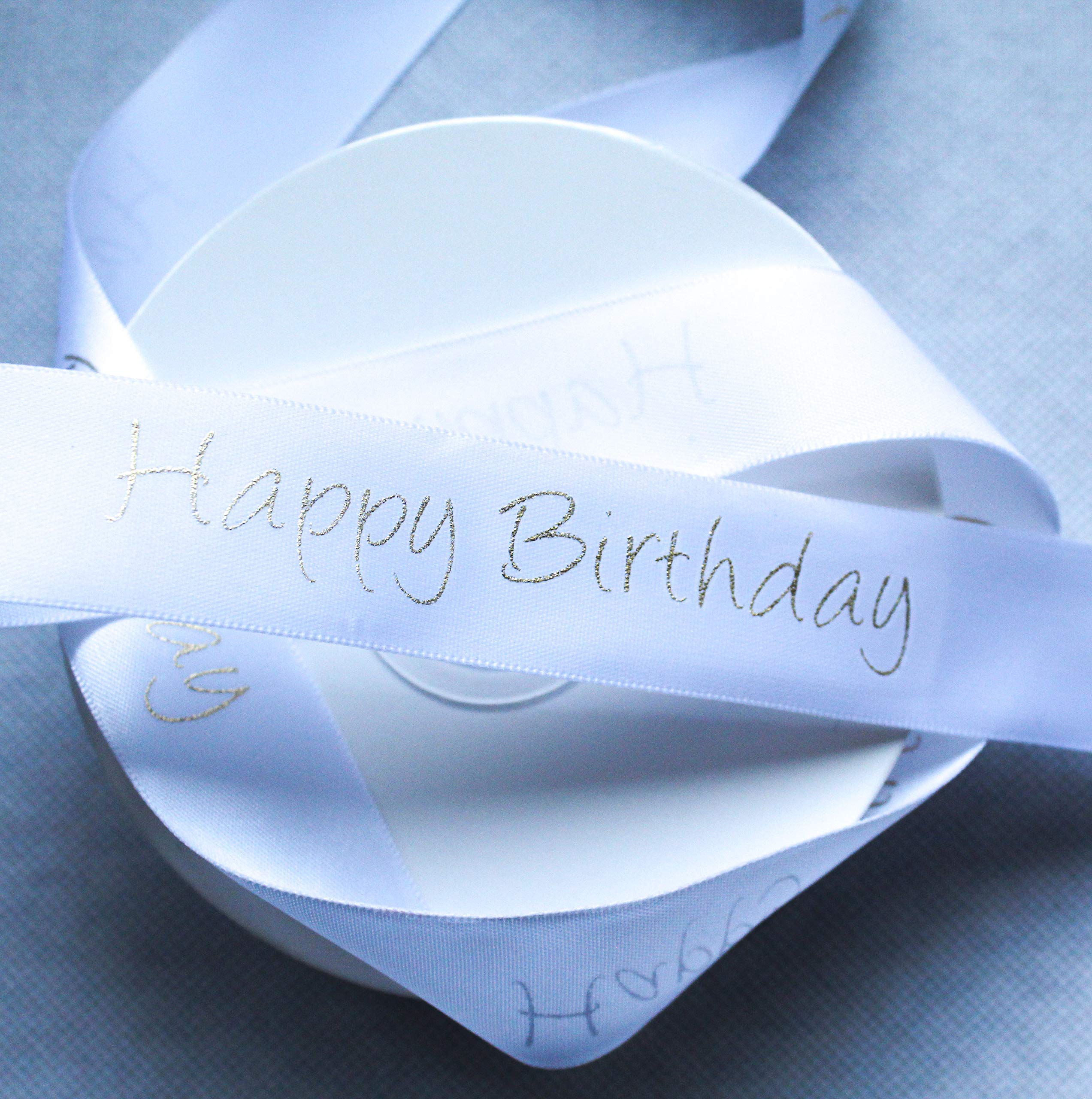 CaPiSo 22 m Satin Ribbon 25 mm Width 2.5 cm Ribbon Gift Ribbon Decorative Ribbon with Lettering "Happy Birthday" Lettering