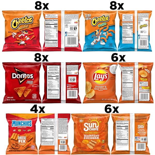 FRITO LAY, CHEESY MIX 6 FLAVOR VARIETY PACK, SINGLE SERVE BAGS (40 PACK), DORITOS, CHEETOS, LAY’S, MUNCHIES, SUNCHIPS