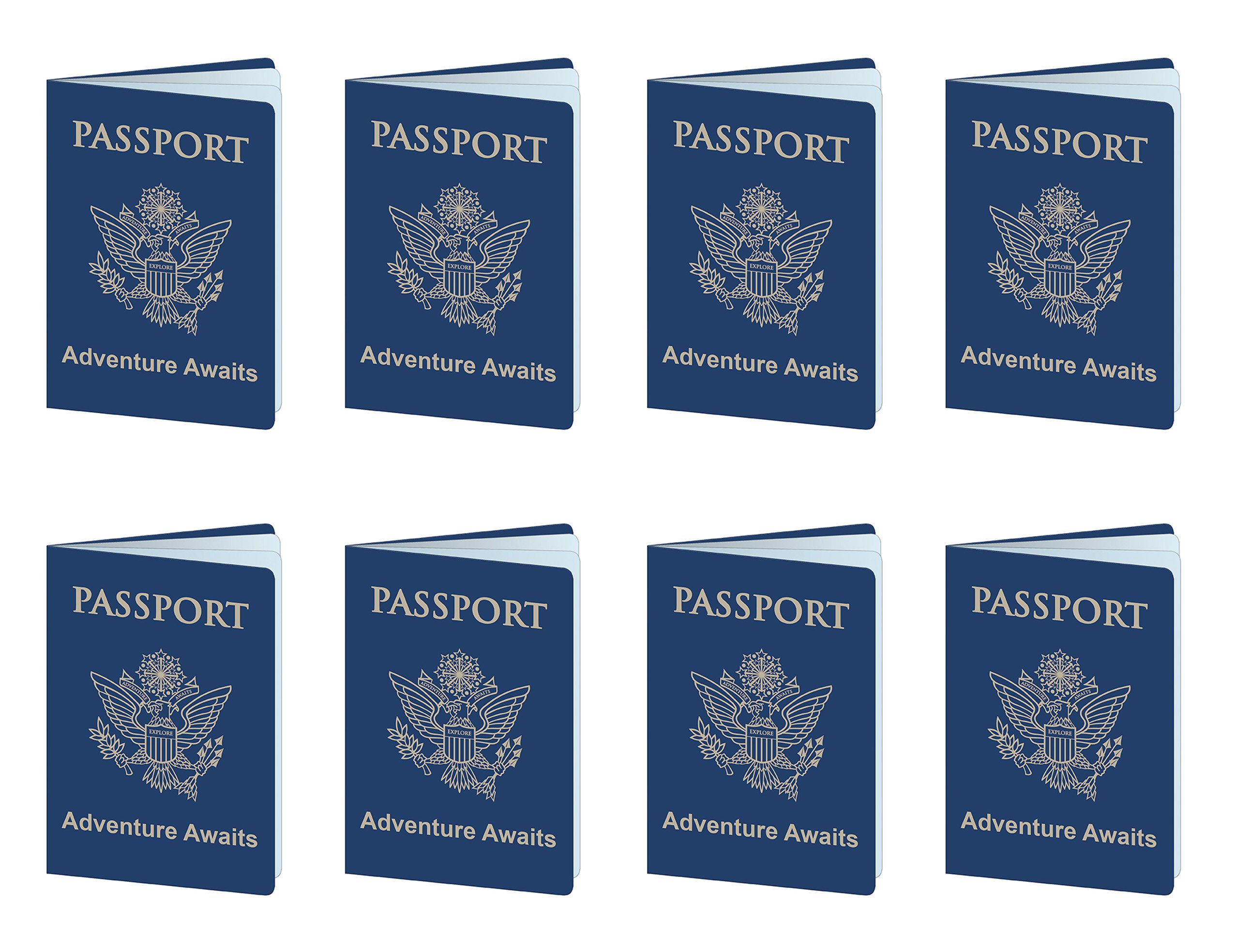 Beistle 54794 passports, Paper, Blue/Gold/White