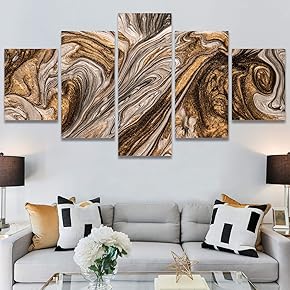 SIGNWIN 5 Panel Canvas Wall Art Abstract Closeup...