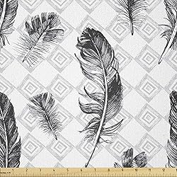 Ambesonne Feather Fabric by The Yard, Faded