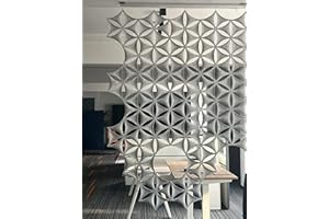 OSHIYINN Hanging Room Divider-12Pcs 3D DIY Hexagram Felt Surface High Density Polyester Fiber Board Flower Venus 14"x12" Cut Room Home Office Decoratio Screen Partition(Silver Grey)