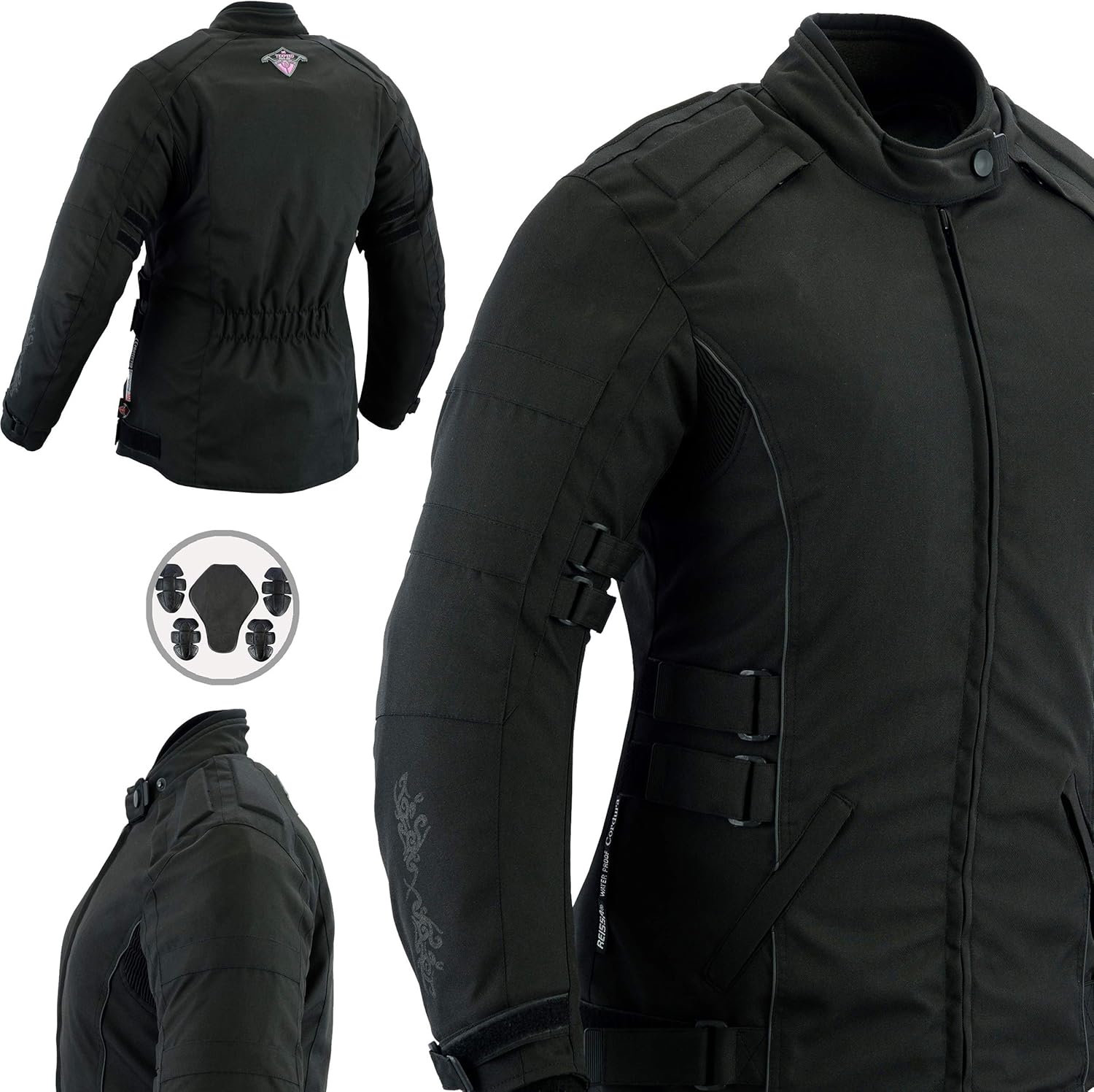 Texpeed Womens Black Waterproof Motorcycle/Motorbike Armoured Jacket