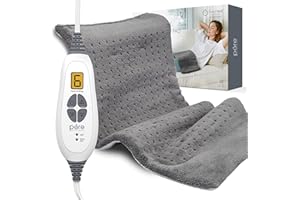 Pure Enrichment® PureRelief® XL Heating Pad - 12" x 24" Electric Heating Pad for Back Pain & Cramps, 6 Heat Settings, Soft Machine Wash Fabric, Auto-Off & Moist Heat (Charcoal Gray)