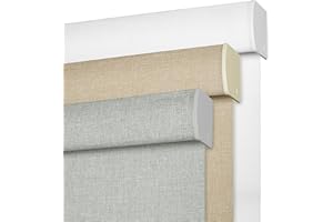 BERISSA Cordless Blackout Roller Shades for Windows,Linen Fabric Roller Blinds with Cassette Valance,UV Protection Thermal In