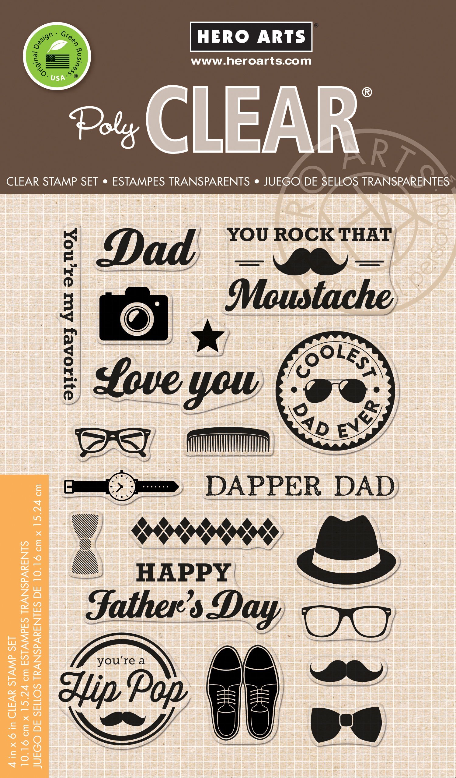 Hero Arts Clear Stamps 4 x 6-inch Dapper Dad, Acrylic, Multicoloured, 5.33 x 9.19 x 0.1 cm
