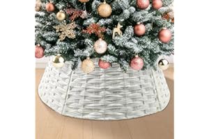 FIKOWO Christmas Tree Collar, Christmas Tree Base Cover, Christmas Tree Skirt for Artificial Christmas Trees Decoration (26 Inches, White)