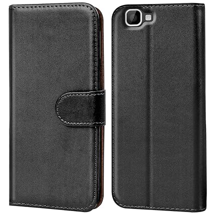 Verco Rainbow Hülle, Handyhülle für Wiko Rainbow Tasche PU Leder Flip Case Brieftasche - Schwarz